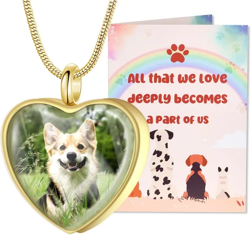 Vista 11 de Fanery Sue Collar para cenizas de mascotas, joyería de cremación, imagen personalizada y cita, regalos conmemorativos por pérdida de perro/gato