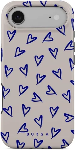 Vista 84 de BURGA-Funda p/teléfono compatible c/iPhone 14 Plus, carcasa rígida híbrida de 2 capas + Funda protectora de silicona, almendras latte a lunares