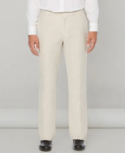 Vista 3 de Cubavera Pantalones de vestir de mezcla de lino para hombre, parte delantera plana, tela transpirable ligera, tejido liso duradero, 30, 32 pulgadas