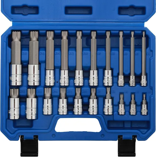 Vista 9 de MIXPOWER Juego de 10 llaves de punta estriada, tipo M, acero S2 y Cr-V, extralargo de 4 pulgadas de longitud, M4-M18, XZN Triple Square Spline Bit