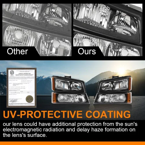 Vista 5 de G-PLUS Faros delanteros compatibles con Chevy Avalanche 1500 2500/Ajuste Chevy Silverado 1500 2500 HD 3500 2003-2006, lente transparente, carcasa