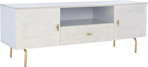 Vista 16 de SAFAVIEH Genevieve - Soporte de TV para pantalla plana de hasta 65 pulgadas, acabado lavado en blanco y negro, gabinete de almacenamiento moderno