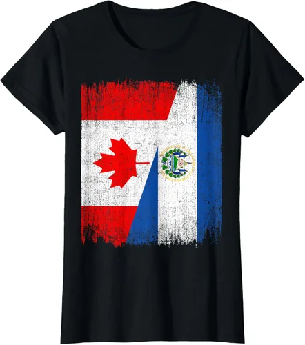 Vista 35 de Camiseta Half Canada El Salvador Flag Canadian Salvadoran Pride Roots