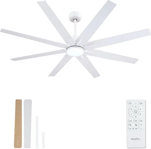 Vista 10 de Newday Ventiladores de techo de 48 pulgadas con control remoto de luces para dormitorio, sala de estar, cocina, oficina, interiores o exteriores