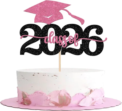 Vista 16 de 1 pieza de decoración para pastel de graduación 2026 con tapa de graduación con purpurina, diploma de tacón alto para niña, selección de pastel