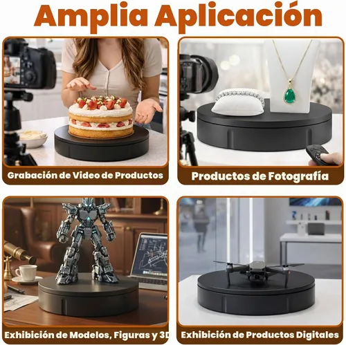 Vista 6 de Prolee Plataforma Giratoria de 360 Grados de 12 Pulgadas, Capacidad de 350 Libras para Fotografía, Resistente, Plataforma de Exhibición con Control