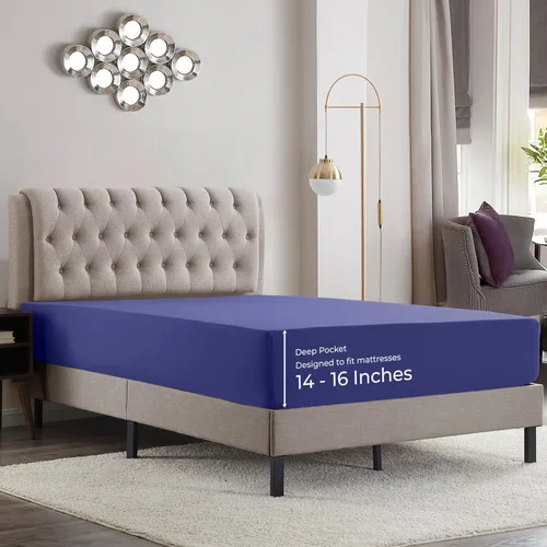 Vista 14 de Empyrean Bedding Sábanas de cama individual – Sábana bajera ajustable de 14 a 16 pulgadas individual – Sábana bajera súper suave individual – Sábana