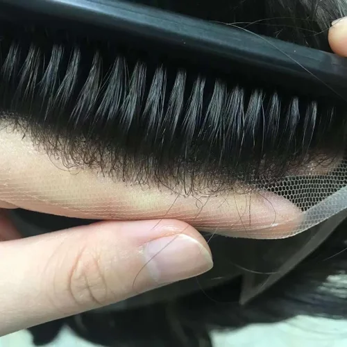Vista 6 de N.L.W.- Peluquín para hombres, piezas de pelo para hombre Sistema europeo de reemplazo de cabello humano virgen para hombres, pieza de cabello
