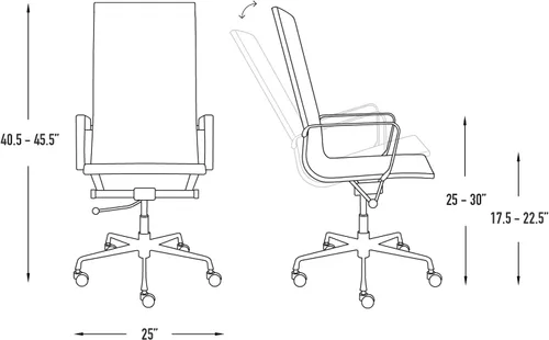 Vista 3 de Laura Davidson Furniture SOHO II Silla de gestión acanalada con respaldo alto (marrón)