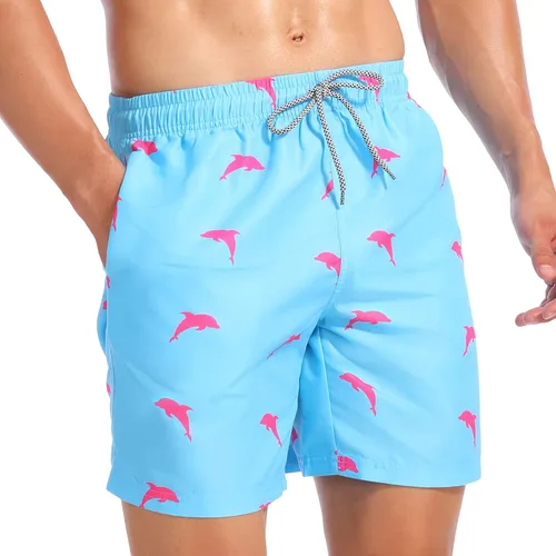 Vista 2 de Biwisy Mens Swim Trunks Quick Dry Swim Shorts with Mesh Lining Funny Beach Shorts