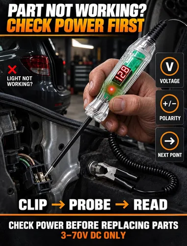Vista 2 de Luz de prueba automotriz con voltímetro, probador de circuito digital