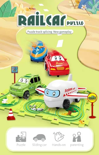 Vista 5 de Relleno de Calcetín Navideño 4 Juegos de Pista de Autos de Carreras Rompecabezas 4 en 1 para Niños, Juego de Pista de Autos de Carreras