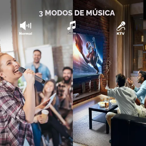 Vista 8 de Máquina de Karaoke RHM K222, Conexión a TV vía Óptica o Bluetooth, con Sonido Potente, Bajos Profundos, 2 Micrófonos Inalámbricos UHF y 5 Modos