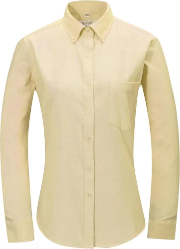 Vista 15 de Camisa con botones para mujer de manga larga Oxford camisa de algodón de corte clásico, blusa de trabajo resistente a las arrugas