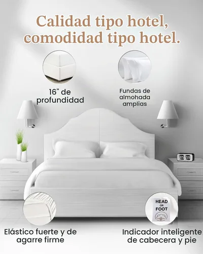 Vista 4 de Juego de sábanas individuales de 100% algodón egipcio, 4 piezas, sábanas blanco (01. White)