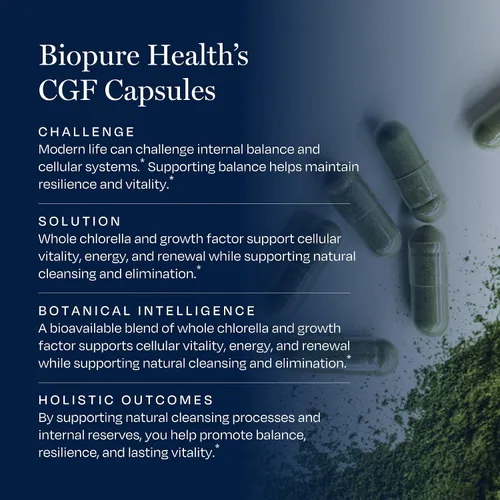 Vista 4 de BioPure Chlorella Growth Factor Cápsulas – Superalimento Nutracéutico denso en nutrientes lleno de proteínas, vitaminas, minerales y aminoácidos que
