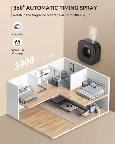 Vista 2 de MEIDI Difusor de aceite esencial sin agua, difusor de aromaterapia inalámbrico Bluetooth con control de aplicación, ajuste inteligente