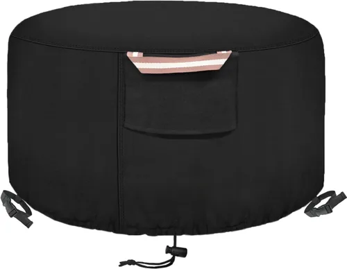 Vista 8 de Funda rectangular para mesa de fogata de gas propano de 44x28x24 pulgadas, impermeable de servicio pesado 600D, funda rectangular para chimenea