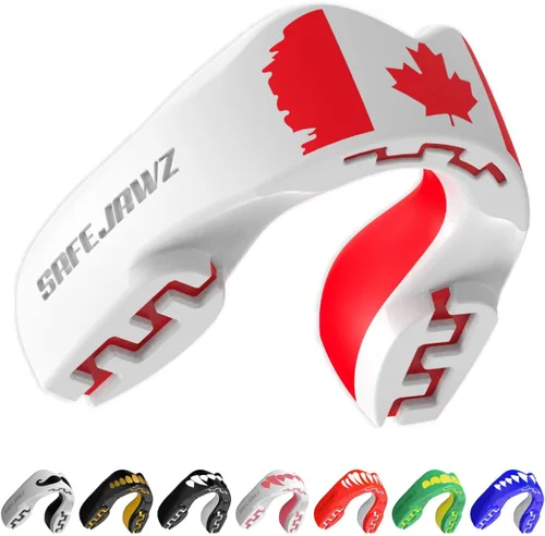 Vista 14 de SAFEJAWZ American Flag Mouth Guard, Youth Dual Layer Mouthguard with Case Bandera estadounidense