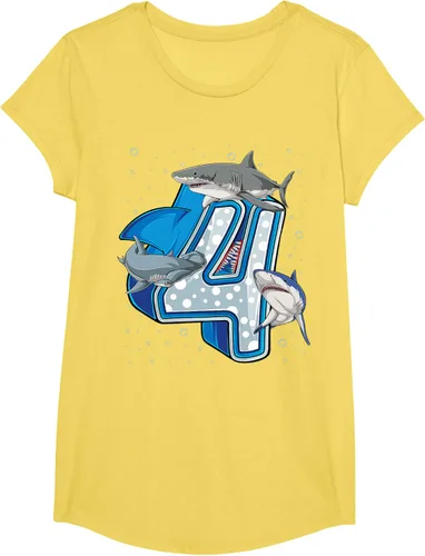 Vista 11 de Camiseta de 4.º cumpleaños para niños de 4 años con diseño de tiburón oceánico Negro