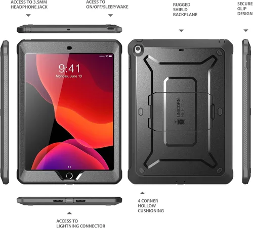 Vista 7 de SUPCASE Funda para iPad de 9ª Generación con Protector de Pantalla (Unicorn Beetle Pro), [Soporte Integrado] Funda Protectora Resistente de Servicio