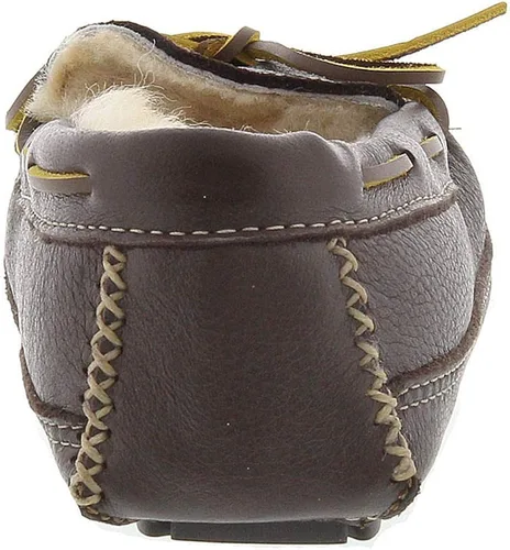 Vista 6 de Minnetonka Pantuflas de alce de oveja para hombre, Marrón