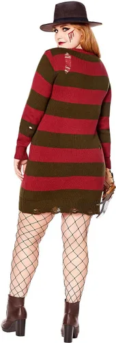 Vista 4 de Spirit Halloween A Nightmare on Elm Street Disfraz de suéter para adulto de Freddy Krueger Producto oficial Vestido a rayas