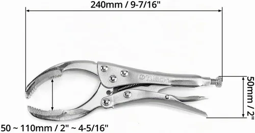 Vista 6 de QWORK Alicates de llave de filtro de aceite con agarre de bloqueo, herramienta de llave de extracción de acero de aleación de 9 pulgadas, se adapta