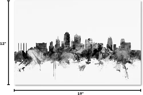 Vista 6 de Trademark Fine Art Kansas City Skyline B&W by Michael Tompsett, 12x19 pulgadas