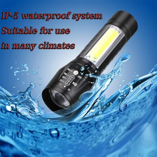Vista 3 de CLEZGO - Linternas recargables de alto lumens LED, mini linterna recargable USB para el hogar, 3 modos de enfoque ajustable, linterna portátil