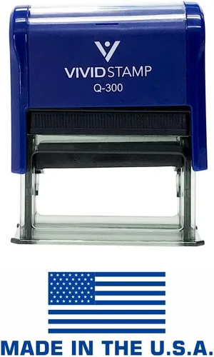 Vista 6 de Sello de goma autoentintado fabricado en los Estados Unidos (bandera) (tinta negra), mediano Negro