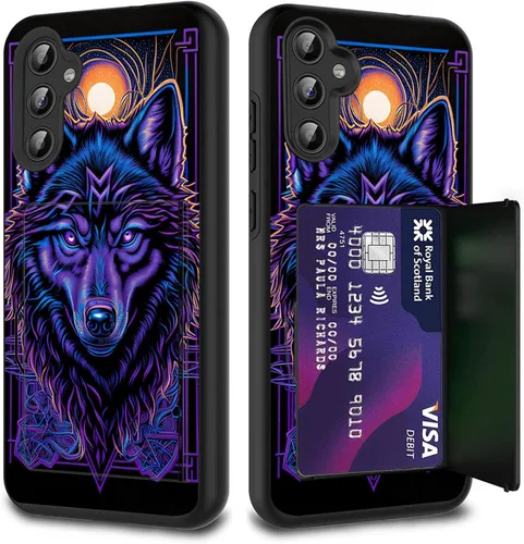 Vista 134 de Funda híbrida de doble capa con función atril para Samsung Galaxy A16 5G de 6.9 pulgadas, diseño de vaca con bandera estadounidense