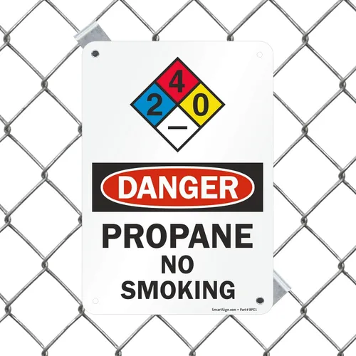 Vista 2 de SmartSign Letrero NFPA "Peligro - Propano, No Fumar" Aluminio de 7 x 10 pulgadas