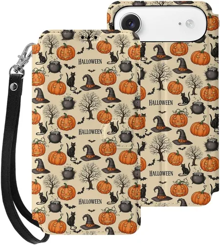Vista 46 de SWEET TANG Compatible with iPhone 17 Pro Wallet Case Women PU Leather Shockproof Protective Folio Flip Cover (Cute Thanksgiving Turkey Maple Leaf)