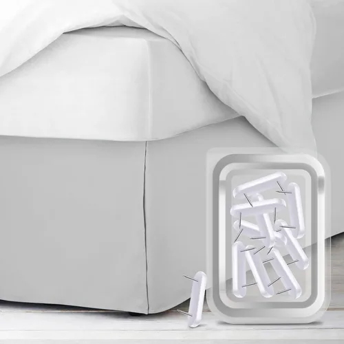 Vista 15 de Faldón de cama con 8 seguros, antipolvo, para cama tamaño queen. Faldones de microfibra con caída de 36 cm (14 pulgadas). Gris carbón