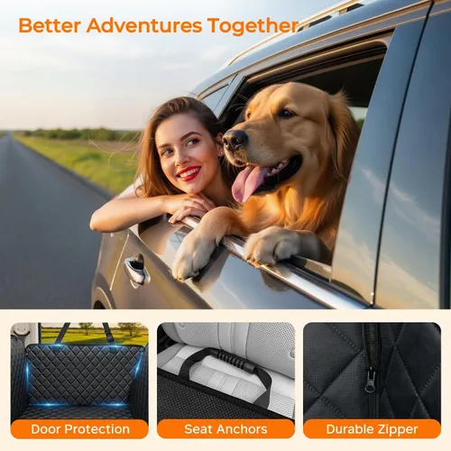 Vista 7 de URPOWER Funda de asiento para perro, hamaca 100% impermeable, 600D, resistente, a prueba de arañazos, antideslizante, duradera, suave