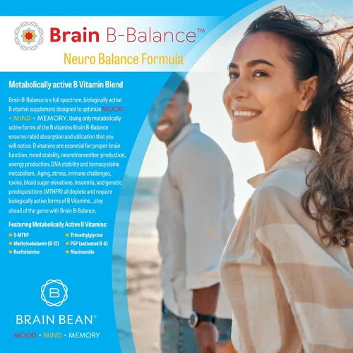 Vista 5 de Brain B Balance: Multivitamínico metilado - Fórmula neurobalance del complejo B metilado - Metilfolato apoya el estado de ánimo.Mind.Memory - 60