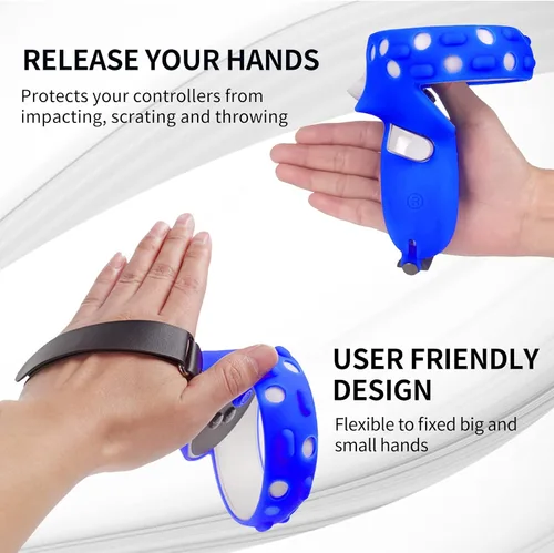 Vista 3 de Juego de funda de silicona para Oculus Quest 2, funda protectora que incluye cubierta frontal y cubierta de agarre del controlador, cubierta