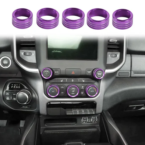 Vista 16 de Voodonala para Dodge RAM Cubierta de perilla del interruptor de aire acondicionado y radio de aluminio para la consola central para Dodge RAM Negro