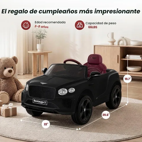 Vista 12 de Autos eléctricos Bentley Bentayga con licencia para niños Cristal negro