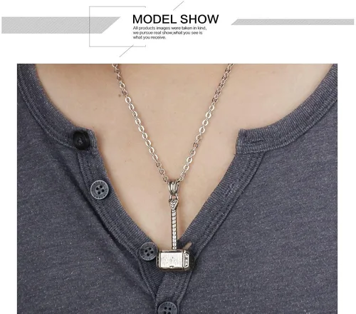 Vista 7 de LOHOME - Collar con colgante de martillo de Thor de acero de titanio para hombre