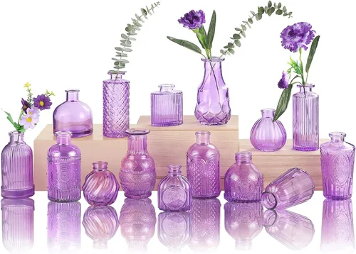 Vista 28 de Jarrones de Vidrio para Capullos en Juego a Granel de 30 Piezas, Pequeños Jarrones de Vidrio para Flores como Centros de Mesa de Boda para Mesas