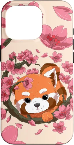 Vista 19 de Funda para iPhone 15 Pro Cute Red Panda y Sakura Cherry Blossom