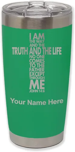 Vista 19 de LaserGram Vaso aislado al vacío de 20 onzas, versículo de la Biblia John 14-6, grabado personalizado incluido (negro) Engraved Gift for Christian