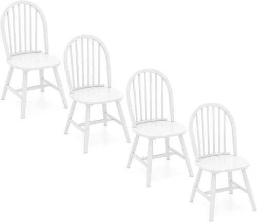 Vista 14 de Juego de 2 sillas de comedor de roble de 18 pulgadas, sillas Windsor de madera con respaldo de husillo para isla de cocina de campo