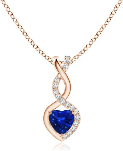 Vista 11 de Angara Heart-Shaped Blue Sapphire Infinity Pendant with Diamond Accents Oro Rosa