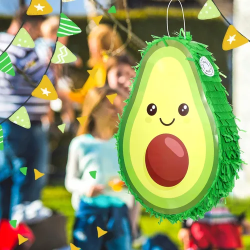 Vista 7 de Sratte Decoraciones de piata de aguacate, 16 x 11 x 3 pulgadas, piñata de aguacate con palo para revelación de género, baby shower, fiesta