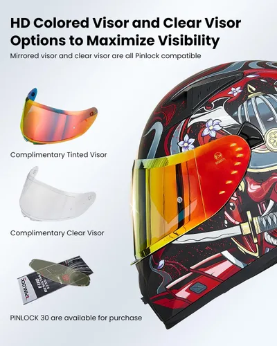 Vista 4 de ILM - Casco completo de motocicleta con Pinlock compatible con viseras y aletas transparentes y tintadas, casco para Street Bike y Motocross