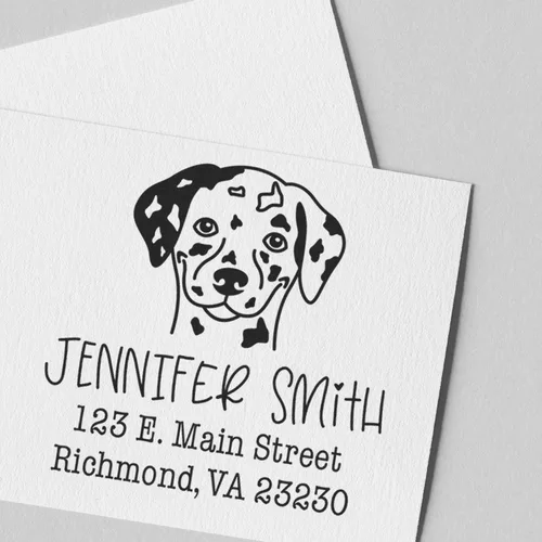 Vista 45 de Sello de dirección personalizado Basset Hound – Sello personalizable con nombre y dirección para sobres, ideal para amantes de los perros