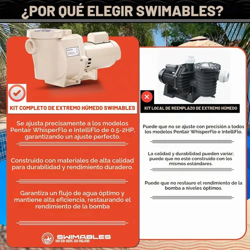 Vista 9 de Swimables Reemplazo completo de extremo húmedo compatible con bomba de piscina Pentair 357149 Funciona en todas las Whisperflo de 0.5 HP - 2 HP